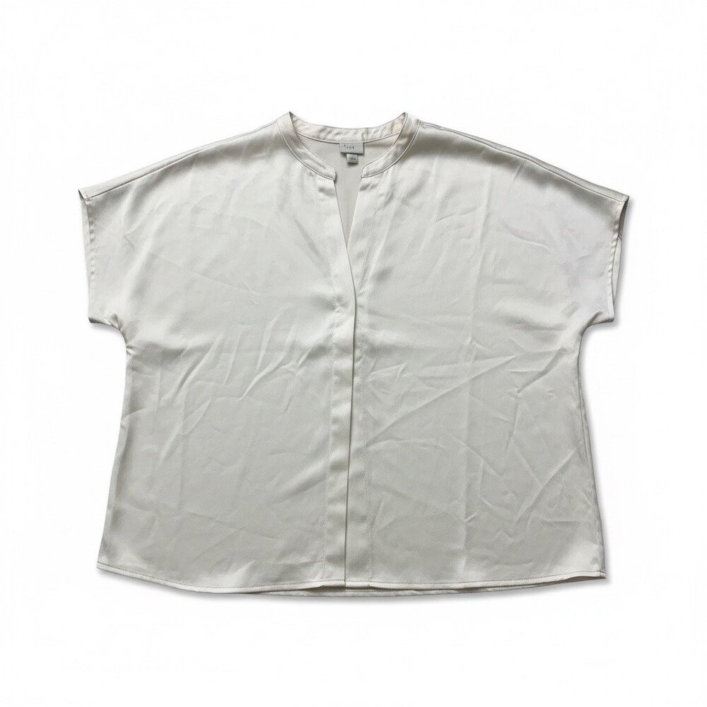 A New Day Womens Cream Short-Sleeve Button-Up Shirt Blouse Size Large - Picture 4 of 8
